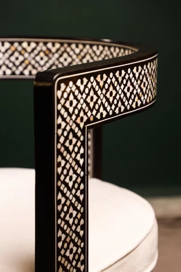 IMG-20250417-WA0048 Handmade black chair set inlaid with natural mother-of-pearl (Diamond)