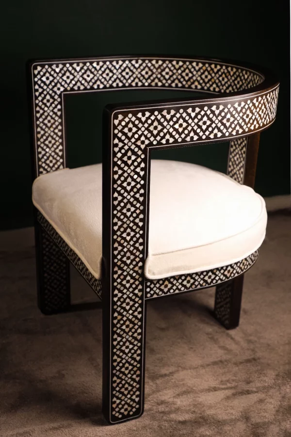 IMG-20250417-WA0051 Handmade black chair set inlaid with natural mother-of-pearl (Diamond)