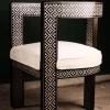 Handmade black chair set inlaid with natural mother-of-pearl (Diamond)