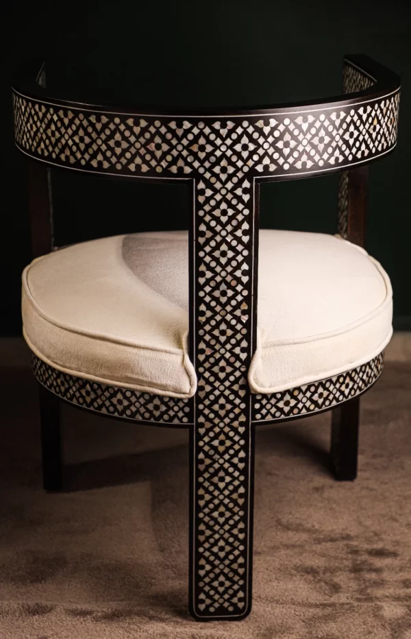 IMG-20250417-WA0054 Handmade black chair set inlaid with natural mother-of-pearl (Diamond)