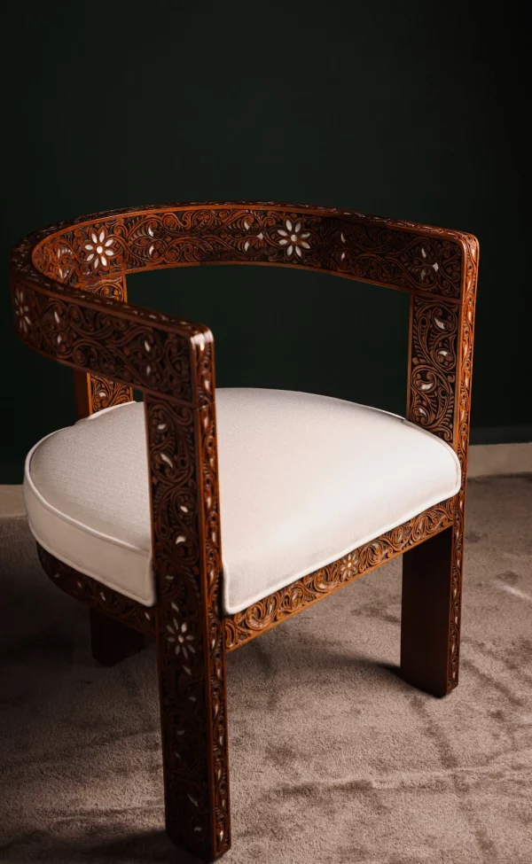 IMG-20250417-WA0067 Chair set, handcrafted with Fatimid engraving and inlaid with natural mother-of-pearl (Jasmine)