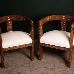 Chair set, handcrafted with Fatimid engraving and inlaid with natural mother-of-pearl (Jasmine)