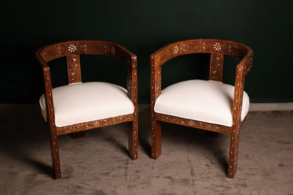IMG-20250417-WA0068 Chair set, handcrafted with Fatimid engraving and inlaid with natural mother-of-pearl (Jasmine)