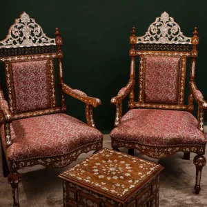 Luxury handmade Damascene living room set inlaid with natural pearls (Damascus)